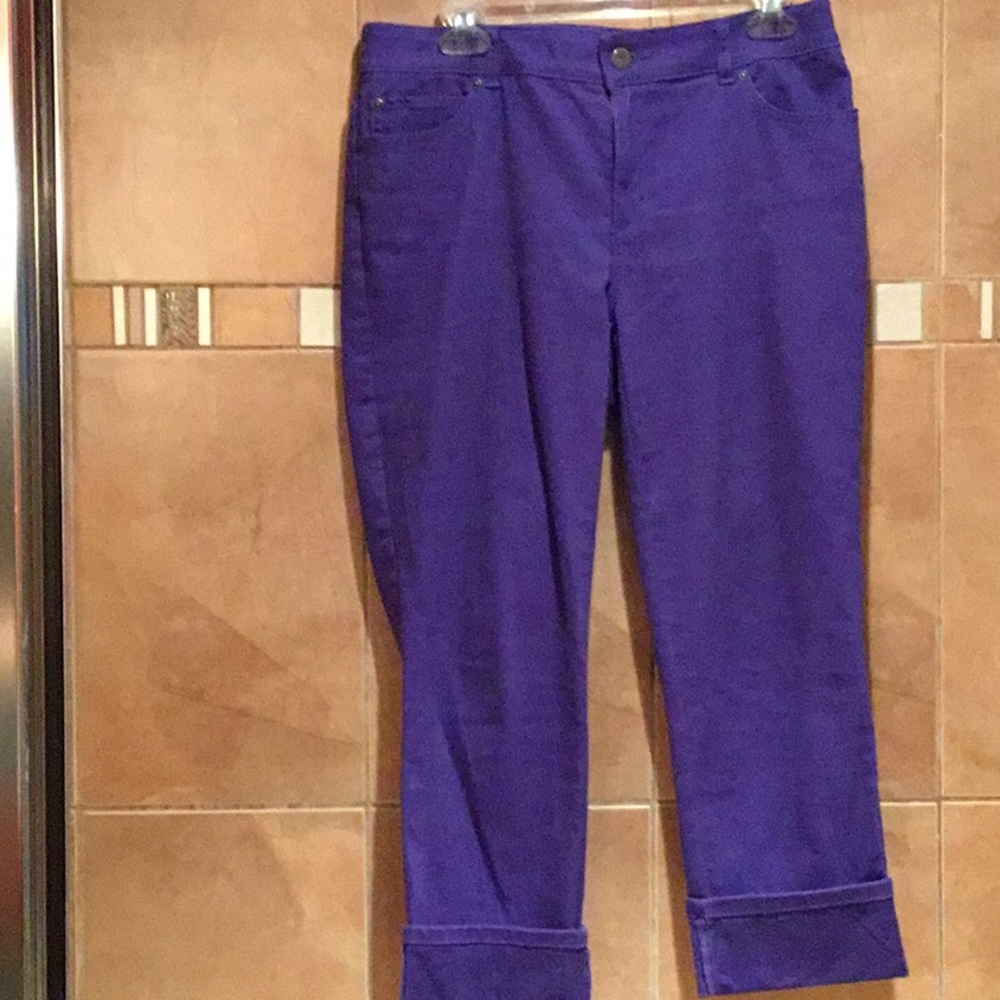 Chico’s Ultimate Fit Platinum denim. Purple crops